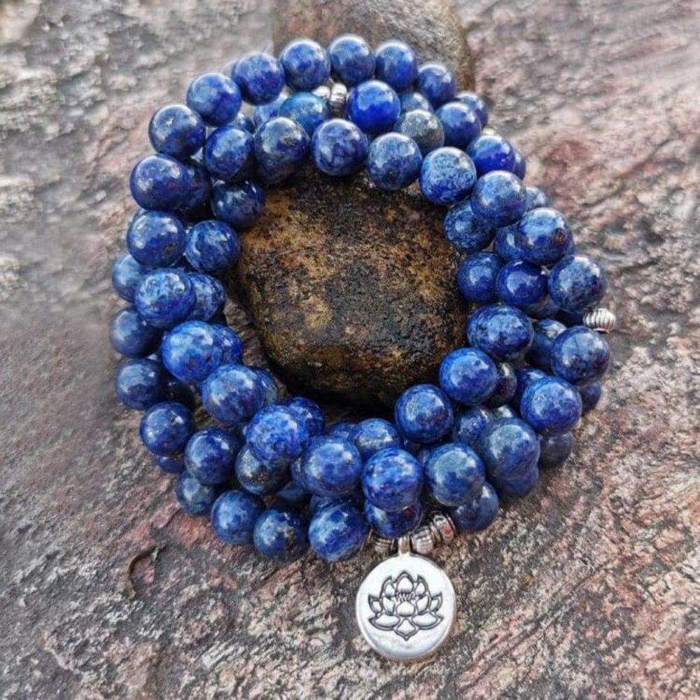 Lapis Lazuli 108 Mala Beads Prayer Necklace Multi Strands Meditation Bracelet - Picture 3 of 3